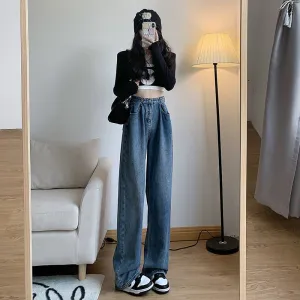 High-Waisted Retro Slimming Loose Fit Straight Leg Jeans