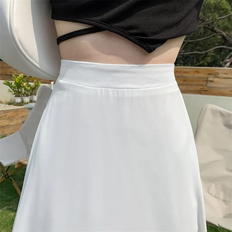 High-Waisted Solid Color Full Skirt Fairy Skirt Versatile Long Style Graceful Classic Skirt