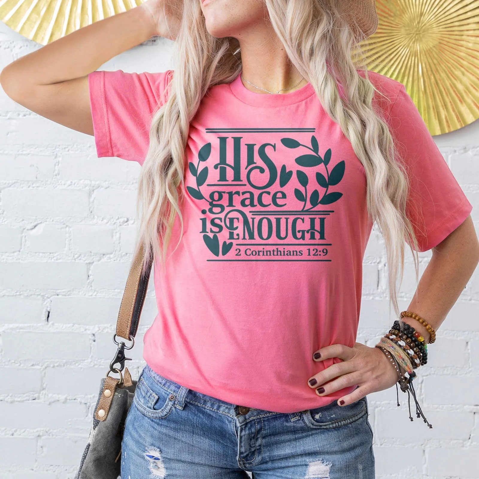 His Grace Is Enough Corinthians 12:9 Tee Shirts For Women - Christian Shirts for Women - Religious Tee Shirts