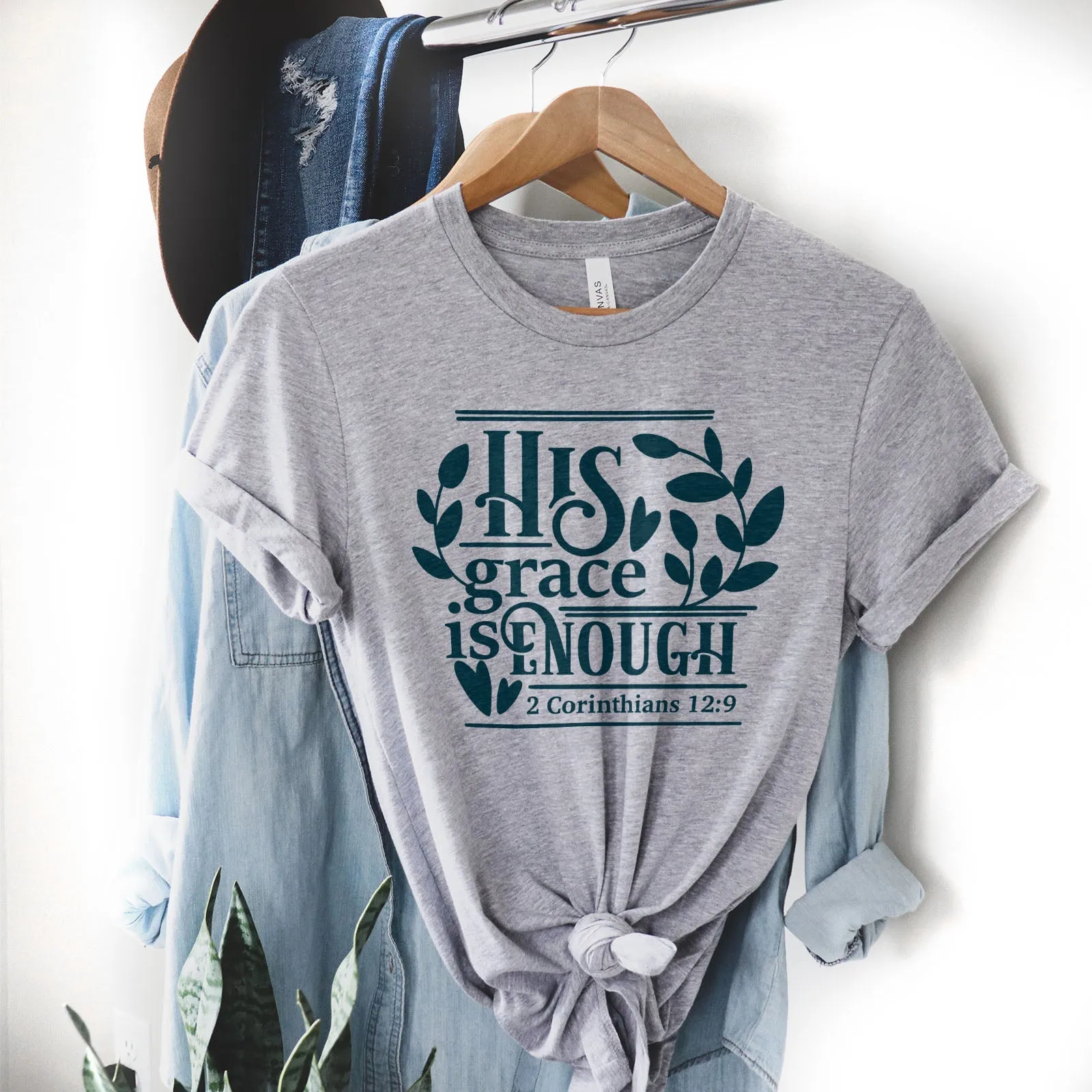 His Grace Is Enough Corinthians 12:9 Tee Shirts For Women - Christian Shirts for Women - Religious Tee Shirts