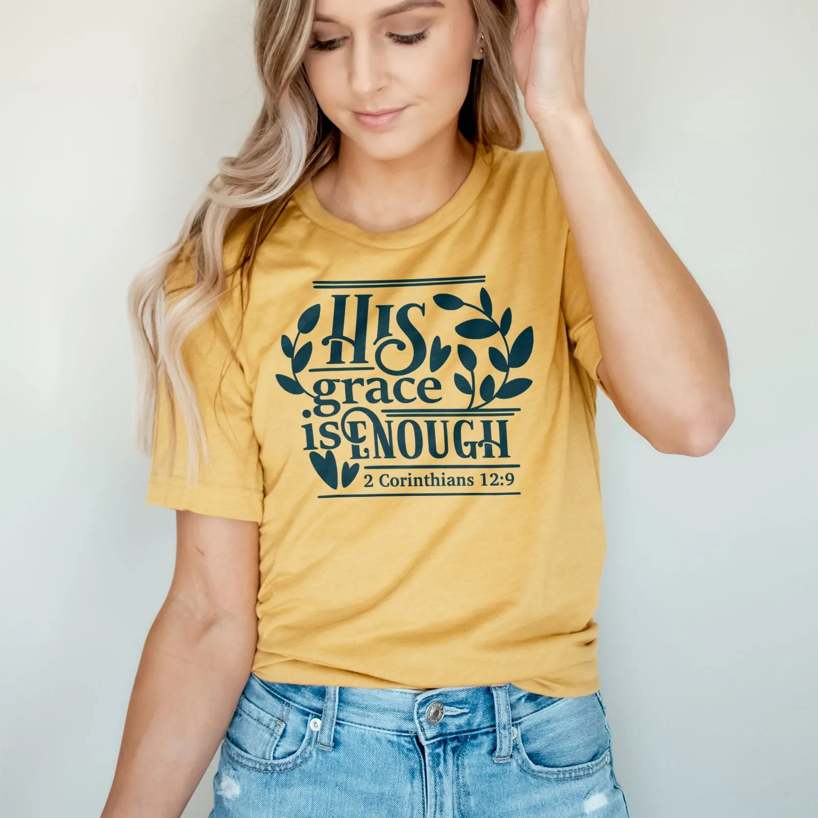 His Grace Is Enough Corinthians 12:9 Tee Shirts For Women - Christian Shirts for Women - Religious Tee Shirts