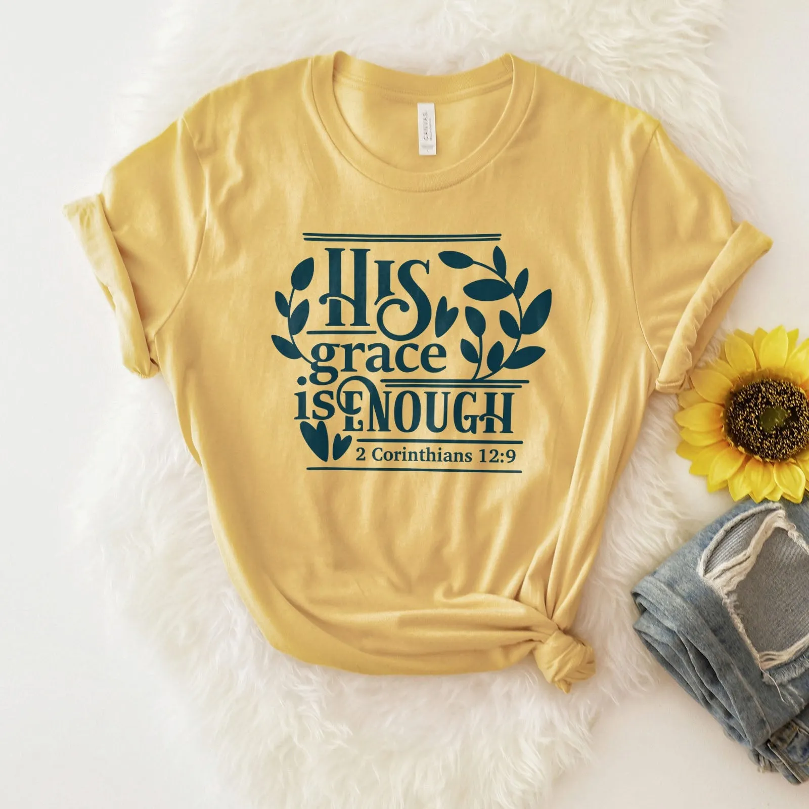 His Grace Is Enough Corinthians 12:9 Tee Shirts For Women - Christian Shirts for Women - Religious Tee Shirts