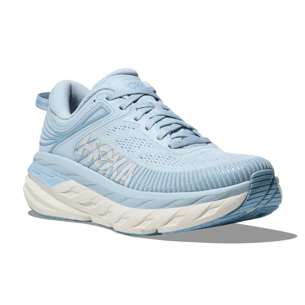 HOKA Women's Bondi 7 (Wide Width) White/Blue