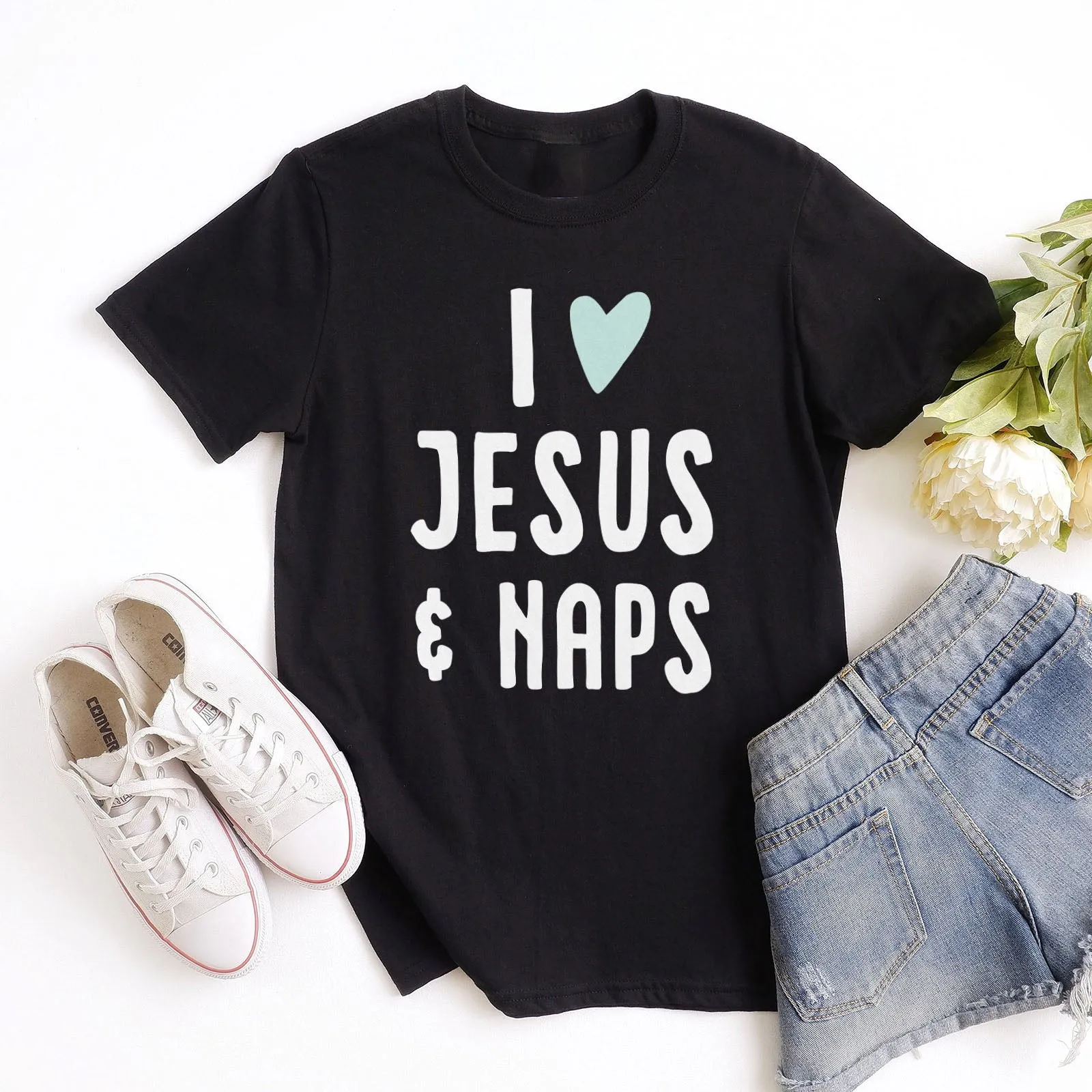 I love Jesus and Naps Tee Shirts For Women - Christian Shirts for Women - Religious Tee Shirts