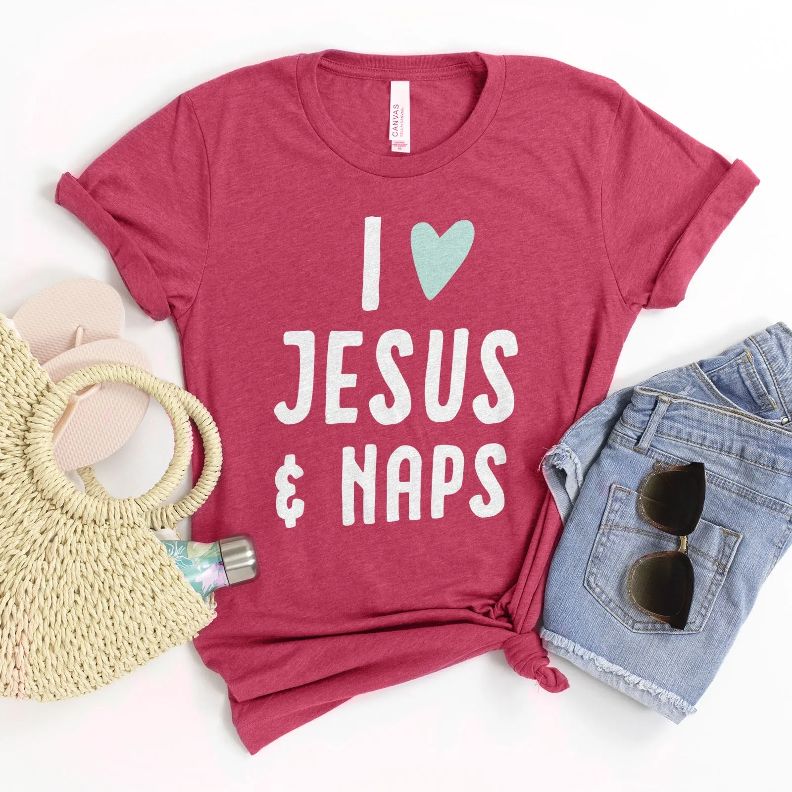 I love Jesus and Naps Tee Shirts For Women - Christian Shirts for Women - Religious Tee Shirts