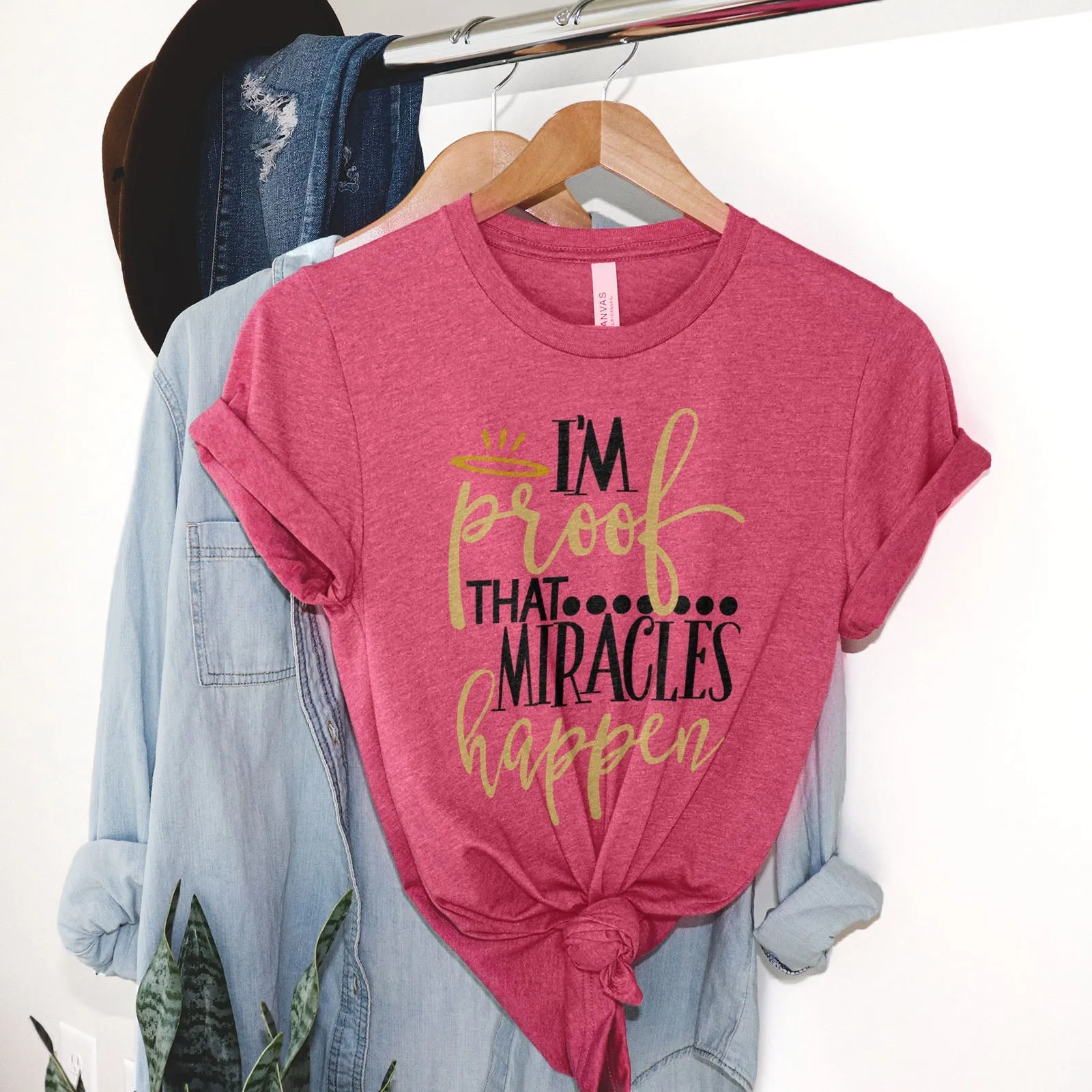 I'm Proof Miracles Happen Tee Shirts For Women - Christian Shirts for Women - Religious Tee Shirts