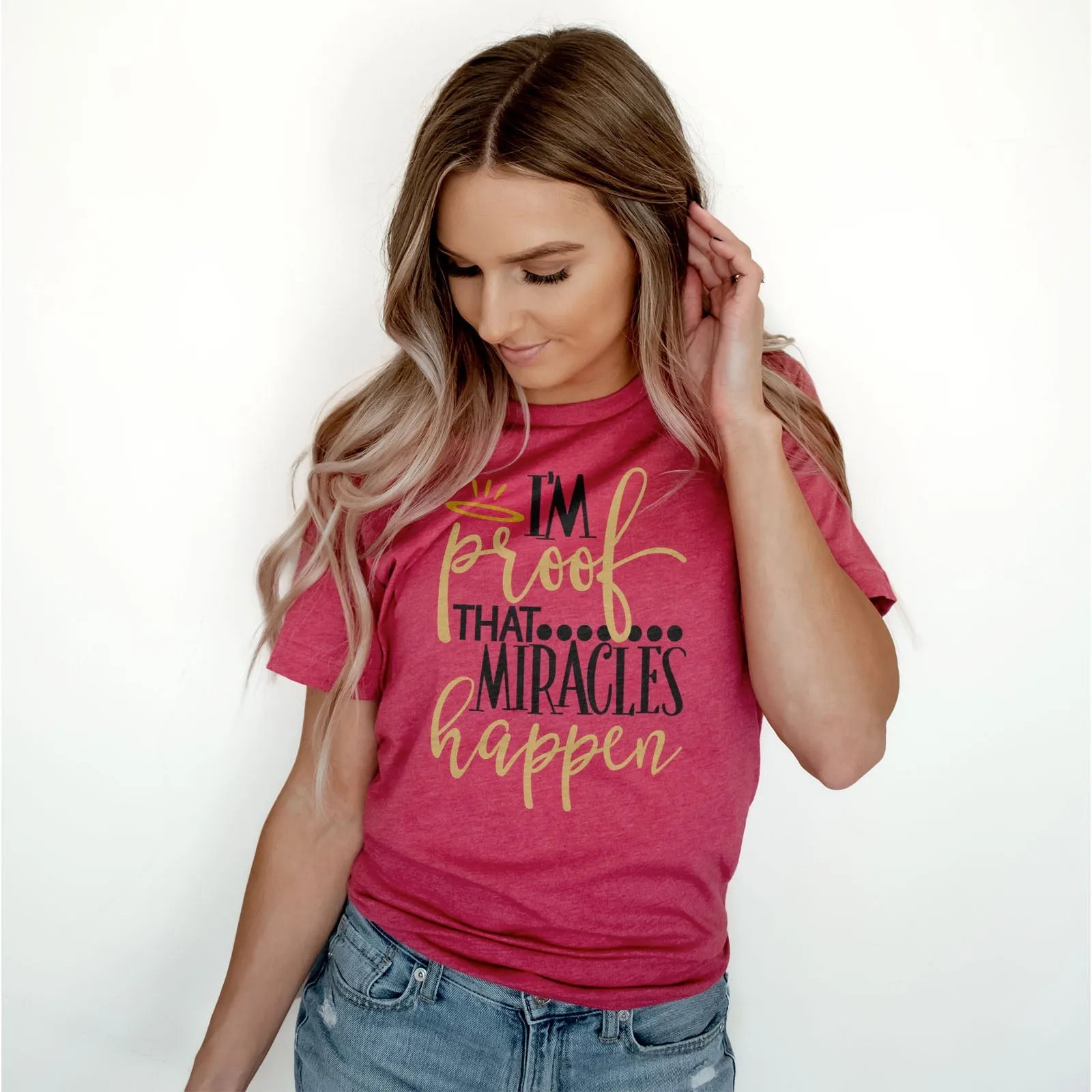 I'm Proof Miracles Happen Tee Shirts For Women - Christian Shirts for Women - Religious Tee Shirts