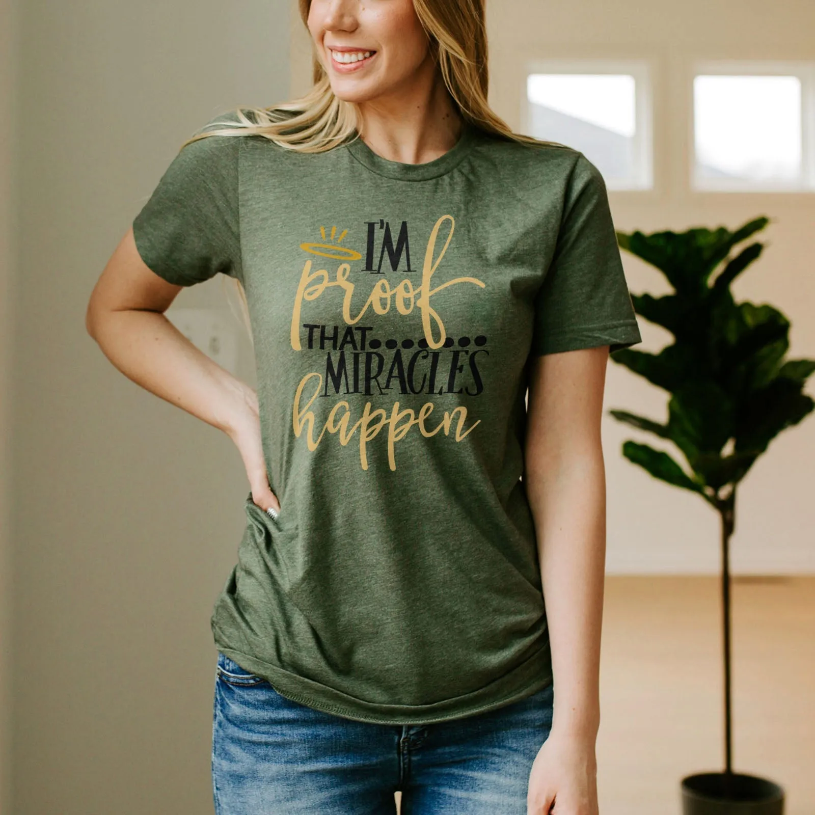 I'm Proof Miracles Happen Tee Shirts For Women - Christian Shirts for Women - Religious Tee Shirts