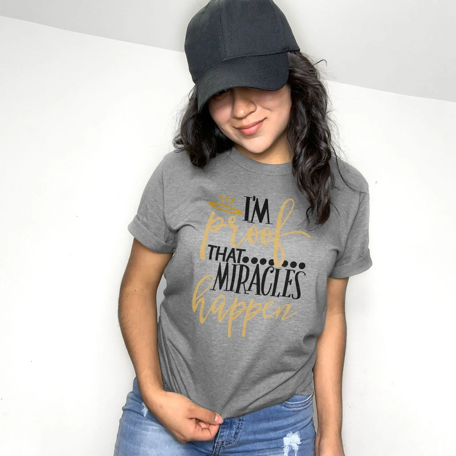 I'm Proof Miracles Happen Tee Shirts For Women - Christian Shirts for Women - Religious Tee Shirts