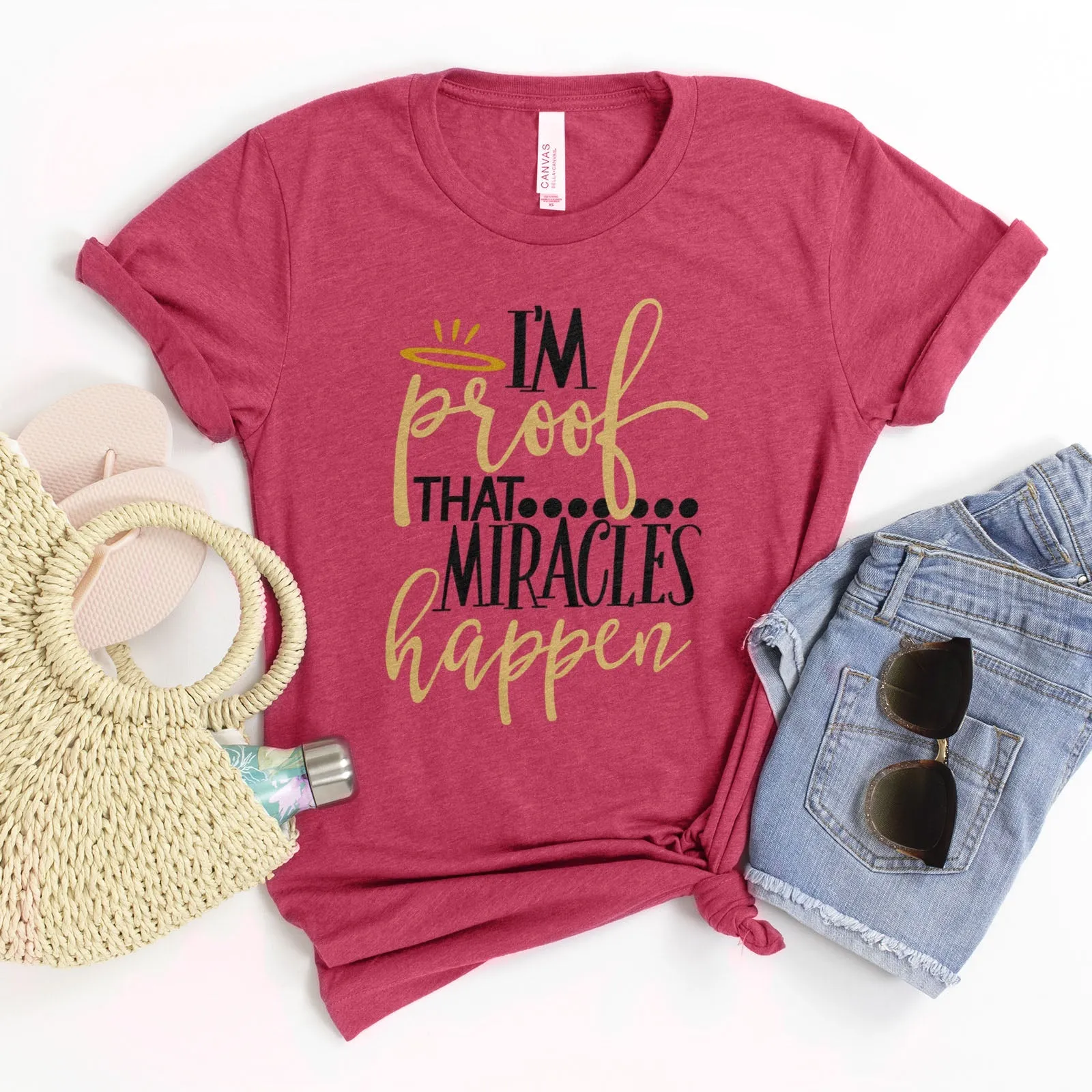 I'm Proof Miracles Happen Tee Shirts For Women - Christian Shirts for Women - Religious Tee Shirts