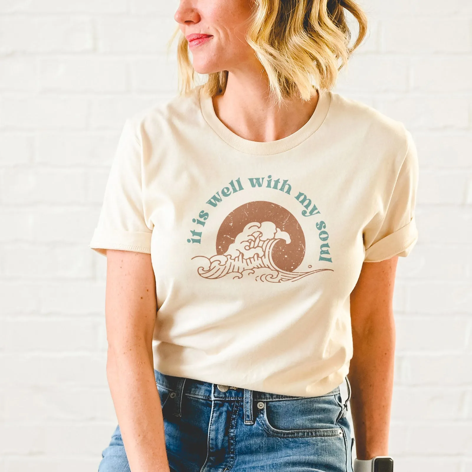 It Is Well With My Soul Retro Waves Tee Shirts For Women - Christian Shirts for Women - Religious Tee Shirts