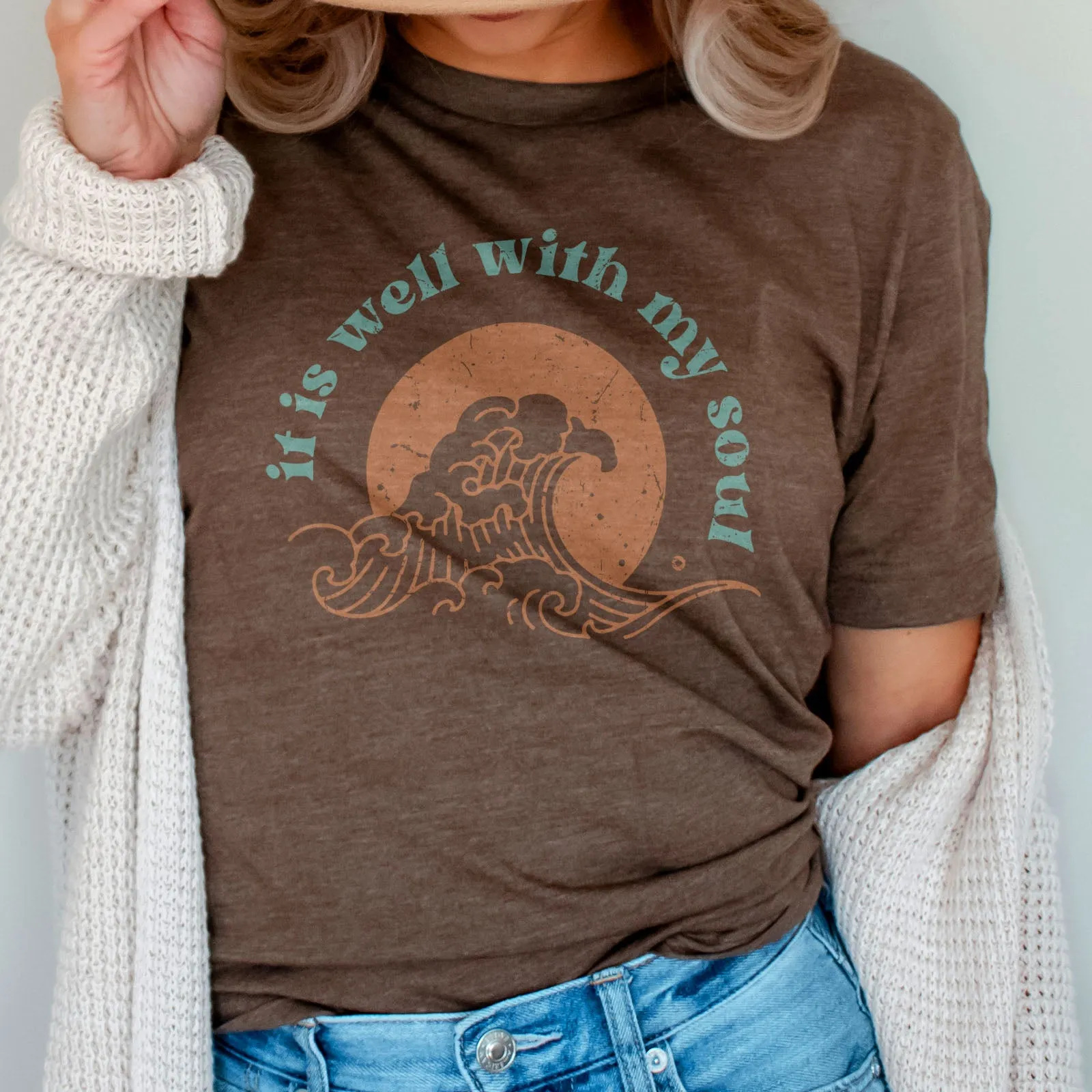 It Is Well With My Soul Retro Waves Tee Shirts For Women - Christian Shirts for Women - Religious Tee Shirts