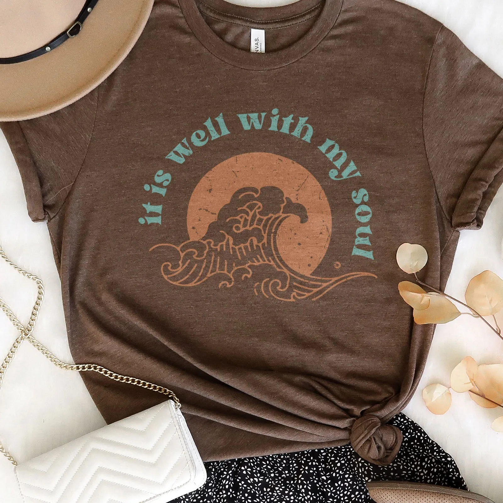 It Is Well With My Soul Retro Waves Tee Shirts For Women - Christian Shirts for Women - Religious Tee Shirts