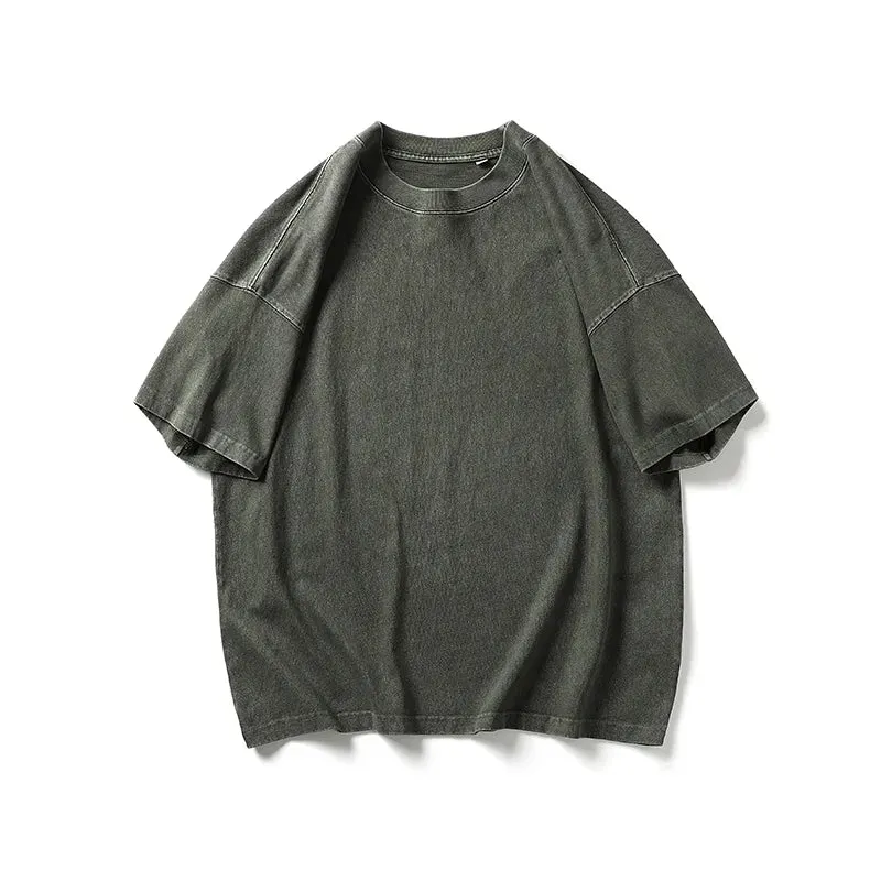 Japanese Streetwear Distressed T-Shirts - Short Sleeve Men's Loose Tops