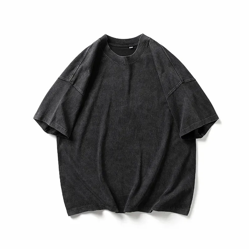 Japanese Streetwear Distressed T-Shirts - Short Sleeve Men's Loose Tops