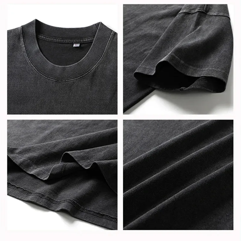 Japanese Streetwear Distressed T-Shirts - Short Sleeve Men's Loose Tops