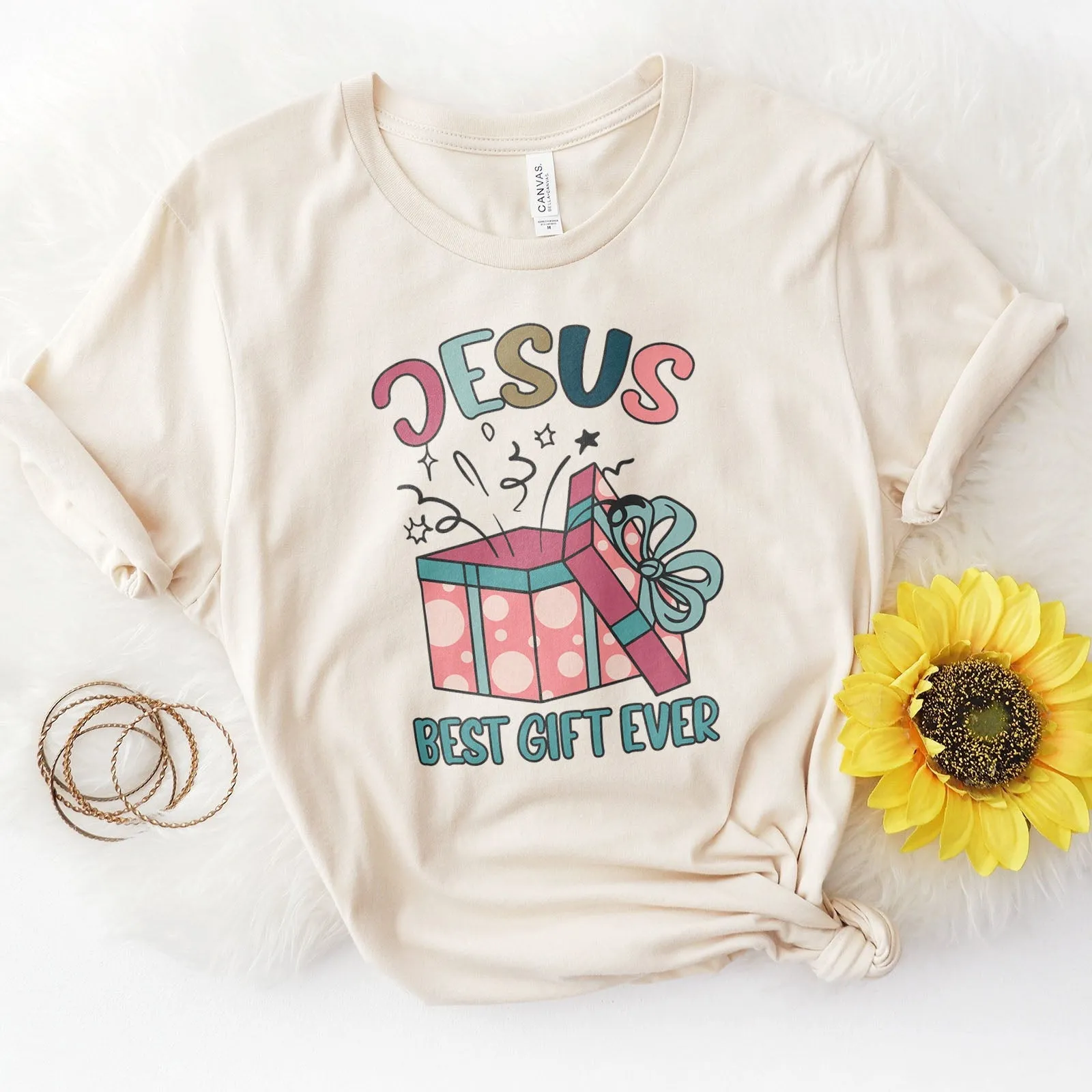 Jesus Best Present Ever Tee Shirts For Women - Christian Shirts for Women - Religious Tee Shirts