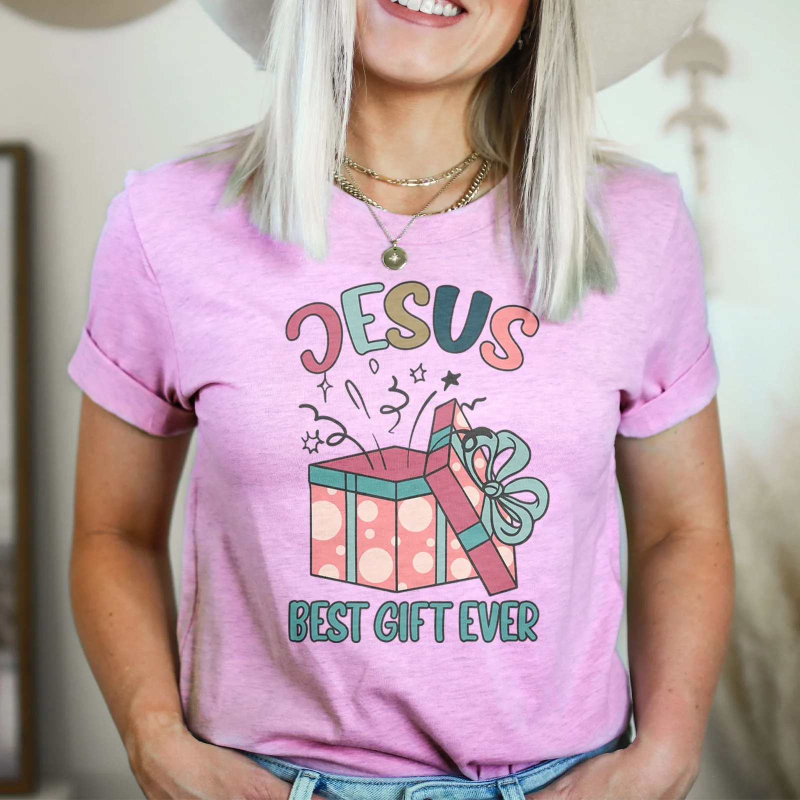 Jesus Best Present Ever Tee Shirts For Women - Christian Shirts for Women - Religious Tee Shirts