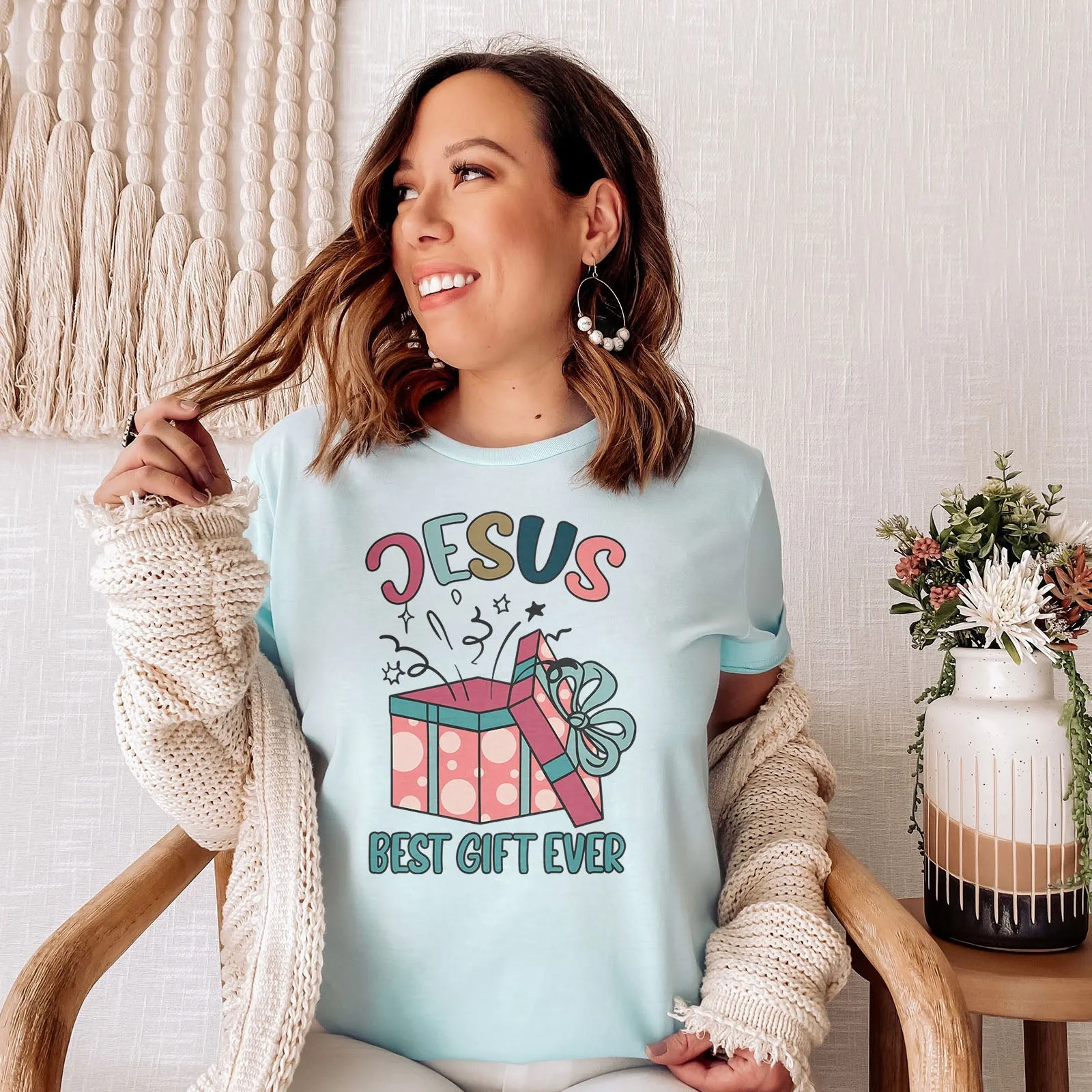 Jesus Best Present Ever Tee Shirts For Women - Christian Shirts for Women - Religious Tee Shirts