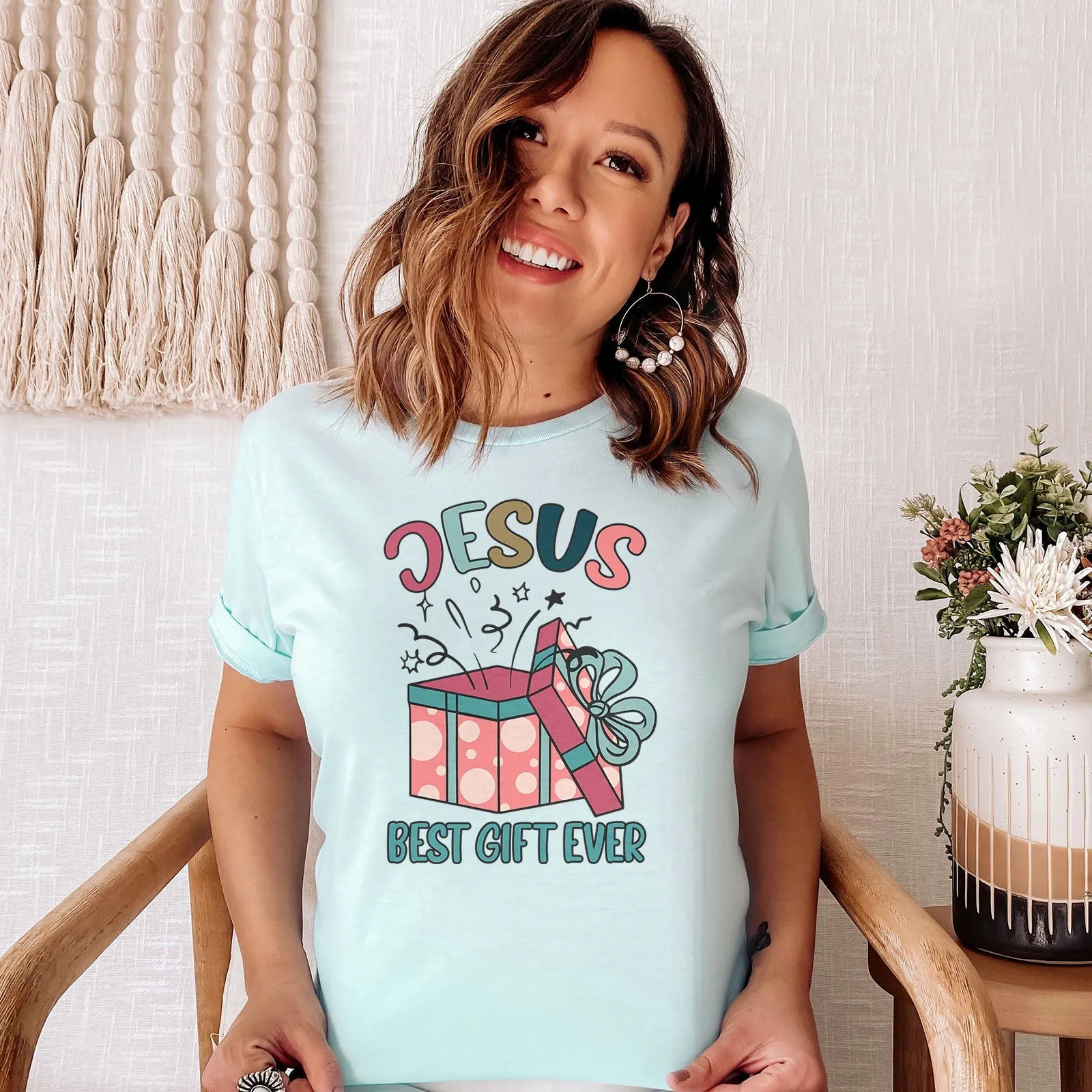 Jesus Best Present Ever Tee Shirts For Women - Christian Shirts for Women - Religious Tee Shirts