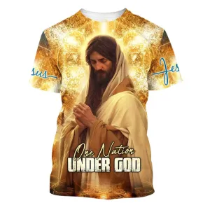 Jesus Praying One Nation Under God 3d All Over Print Shirt - Christian 3d Shirts For Men Women