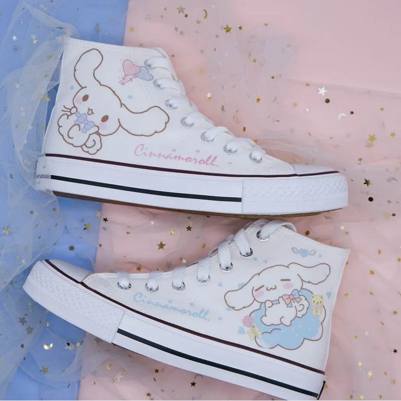 Kawaii Pink Dog Student High Top Canvas