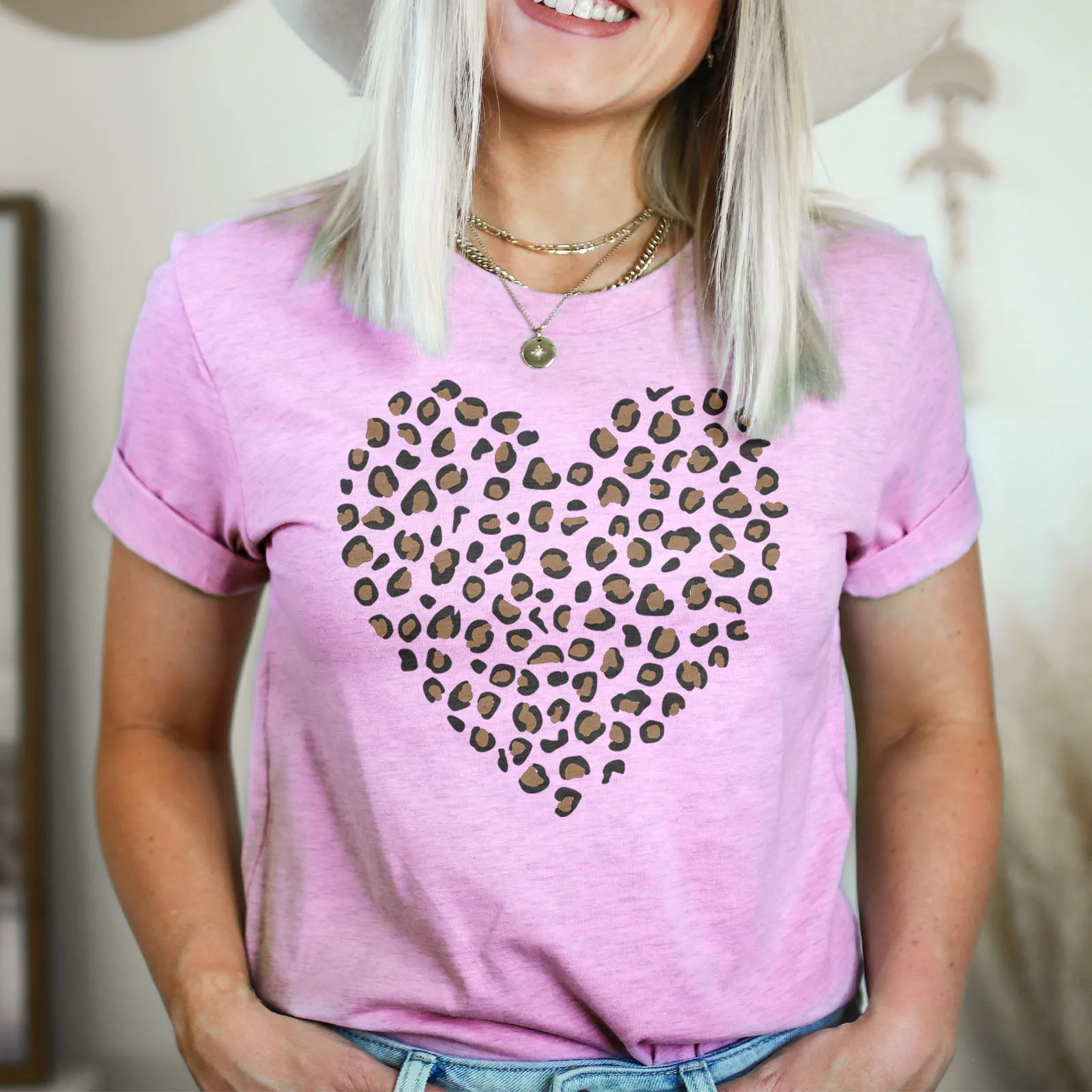 Leopard Heart Tee Shirts For Women - Christian Shirts for Women - Religious Tee Shirts