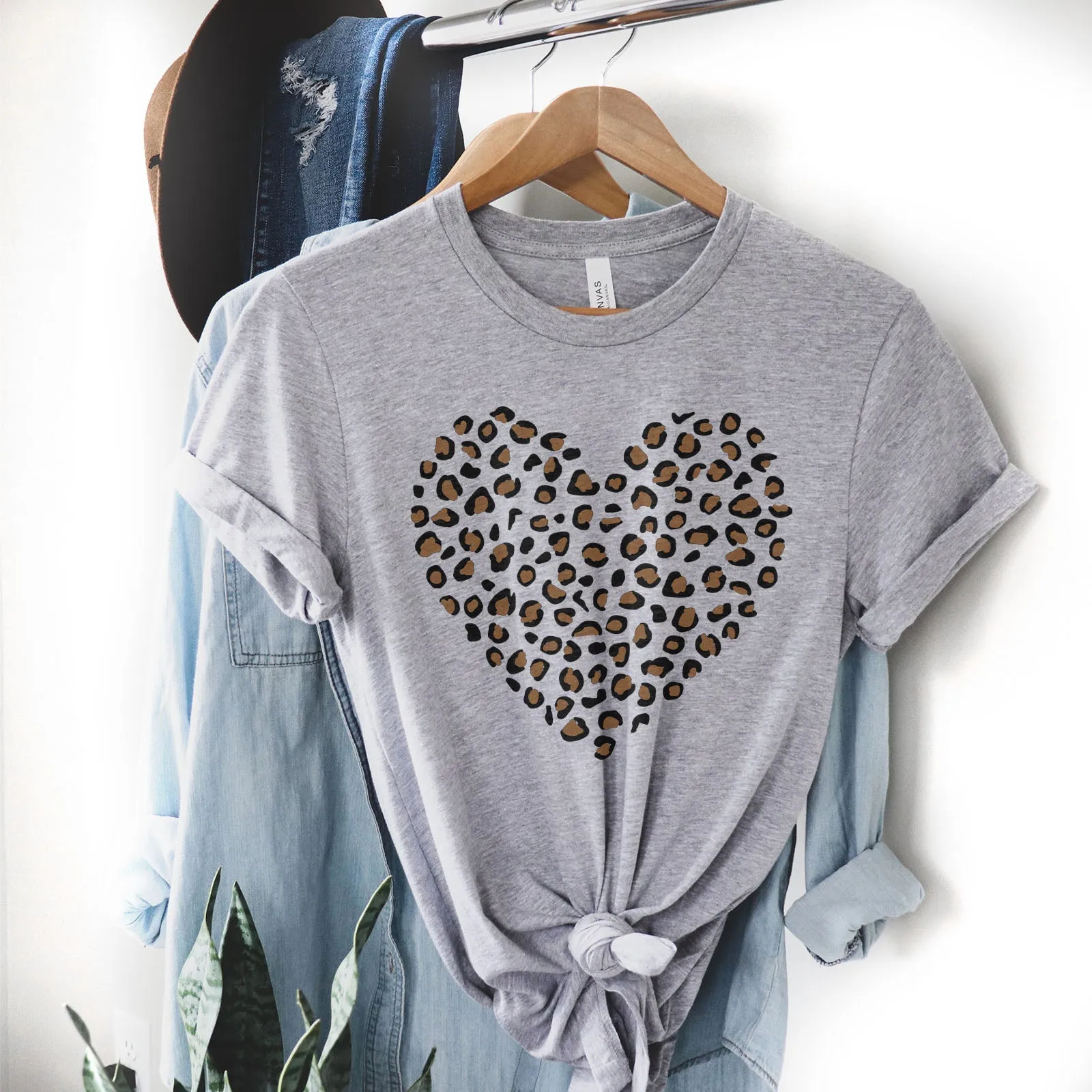 Leopard Heart Tee Shirts For Women - Christian Shirts for Women - Religious Tee Shirts