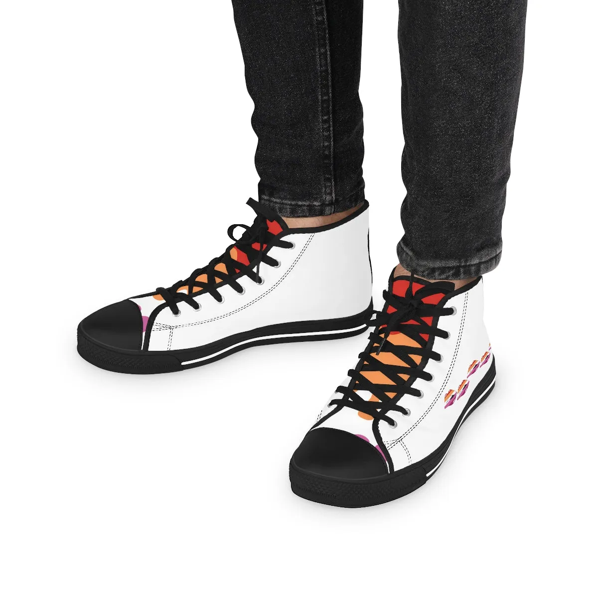 Lesbian Flag Kisses LGBTQ High Top Sneakers Unisex Size