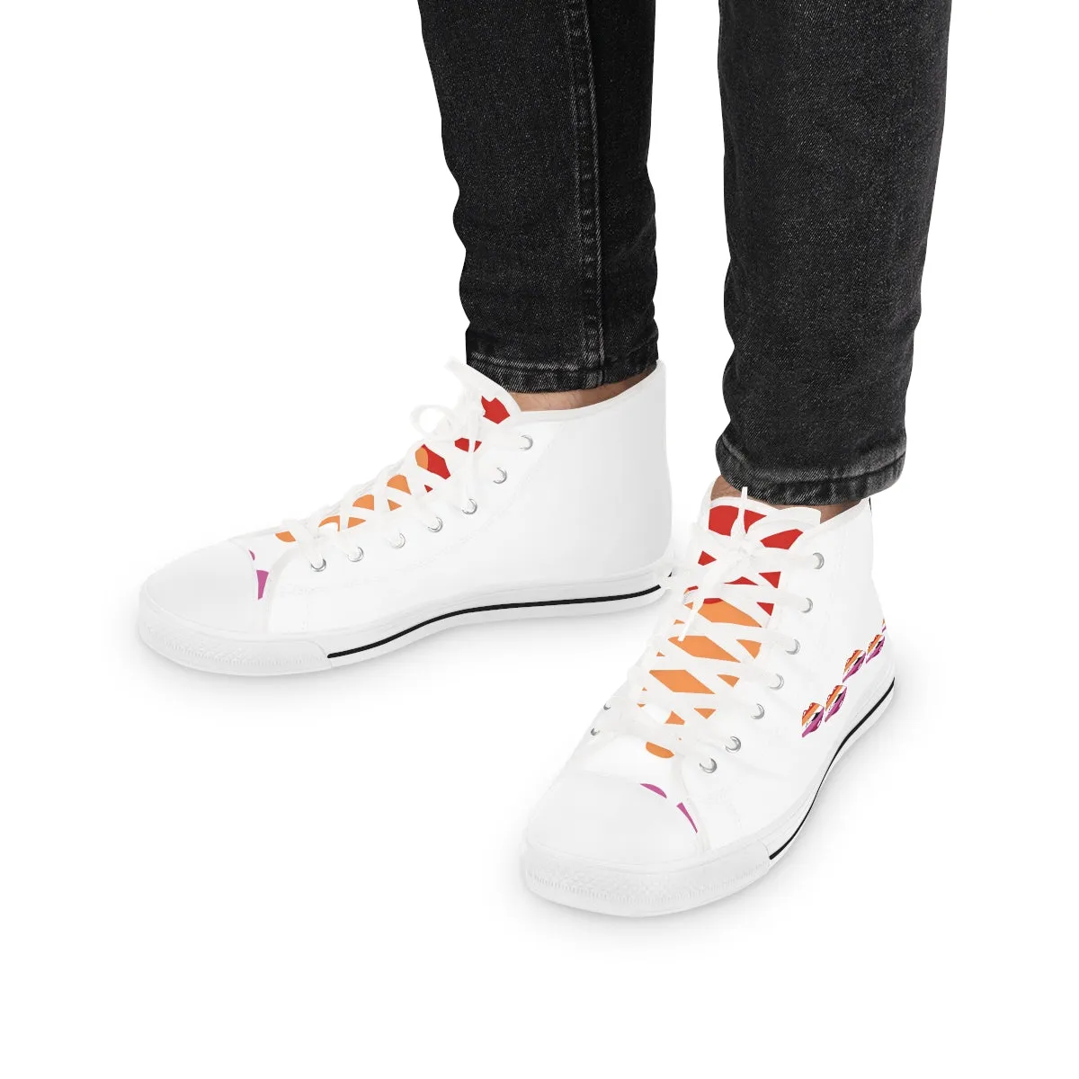 Lesbian Flag Kisses LGBTQ High Top Sneakers Unisex Size