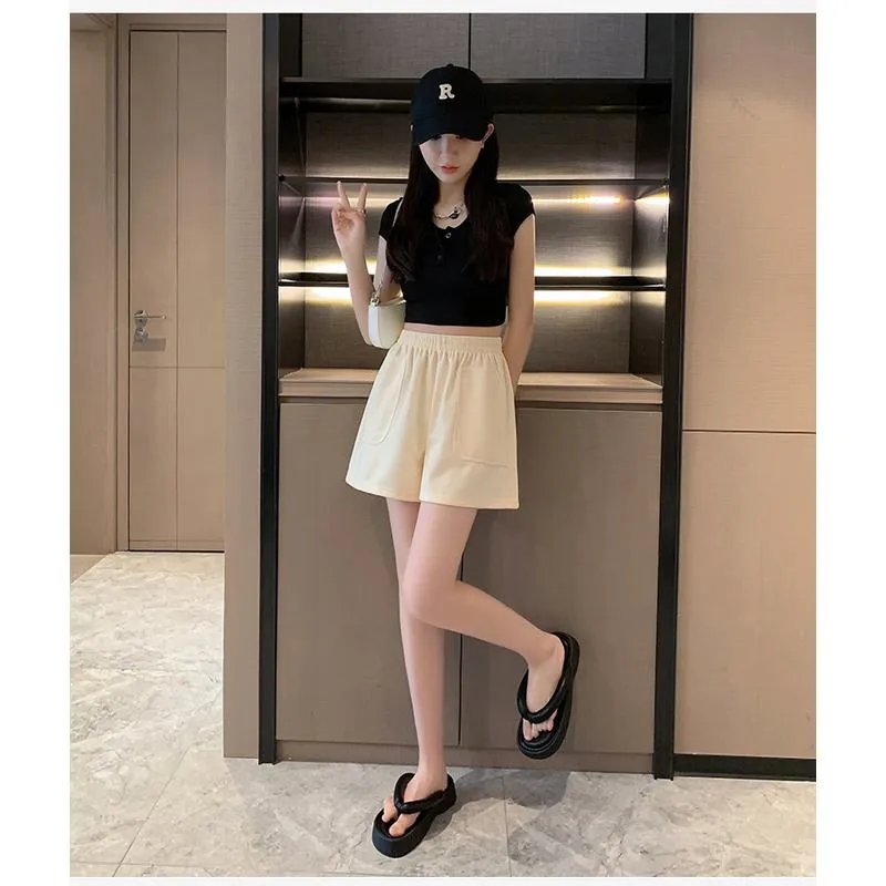 Loose-Fit Casual High-Waisted Sports Chic Worn Outside Running Shorts