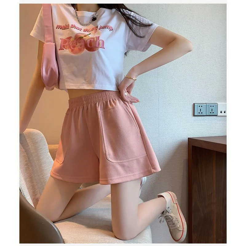 Loose-Fit Casual High-Waisted Sports Chic Worn Outside Running Shorts