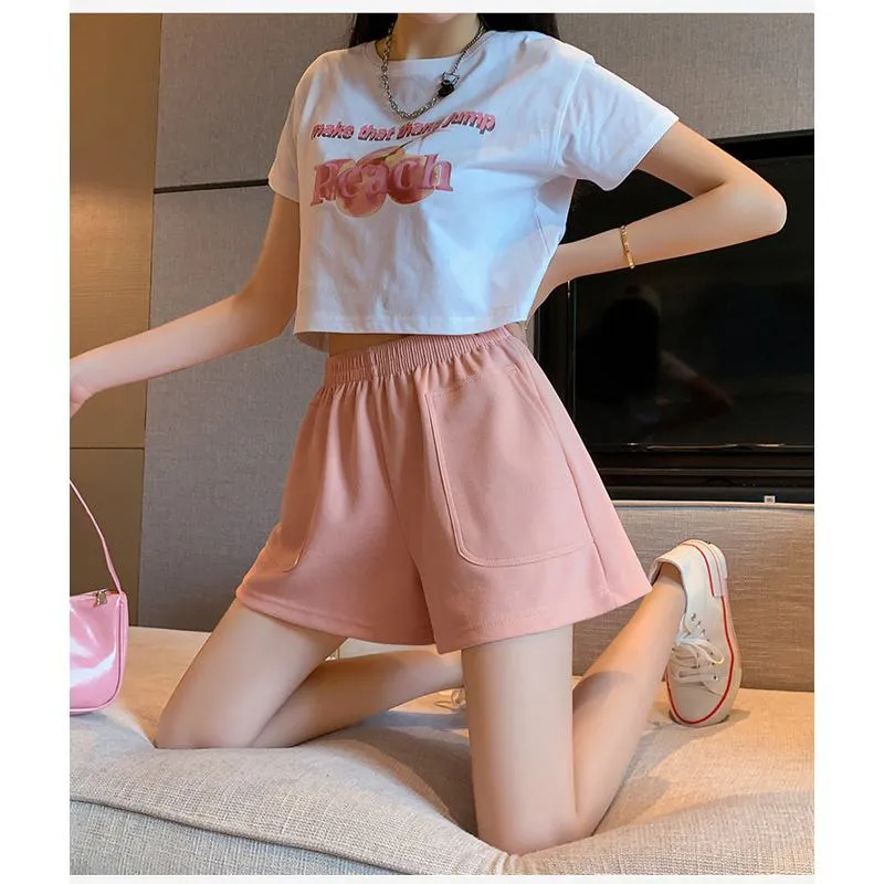 Loose-Fit Casual High-Waisted Sports Chic Worn Outside Running Shorts