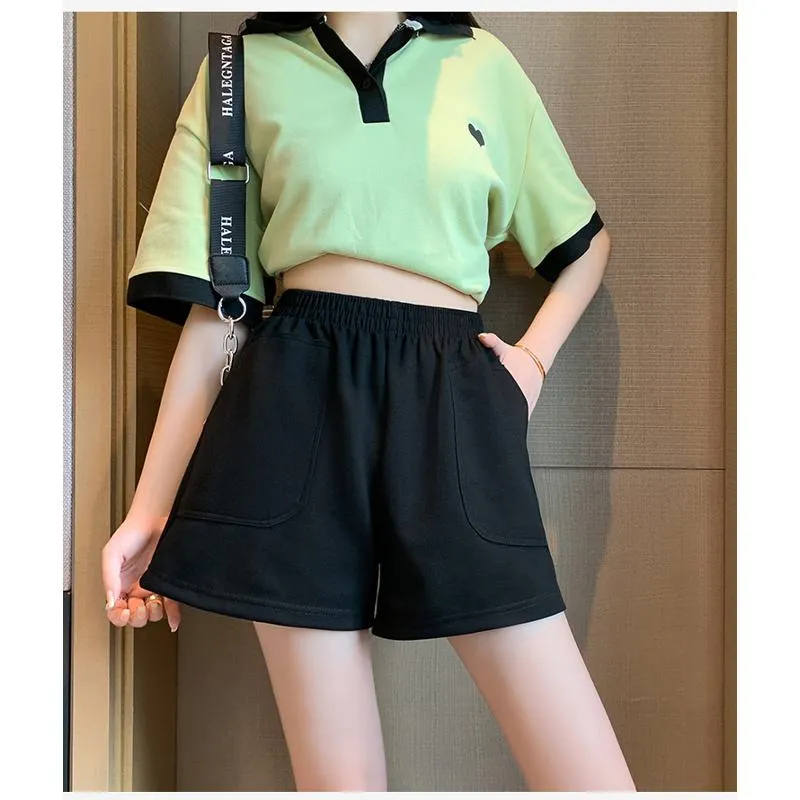 Loose-Fit Casual High-Waisted Sports Chic Worn Outside Running Shorts