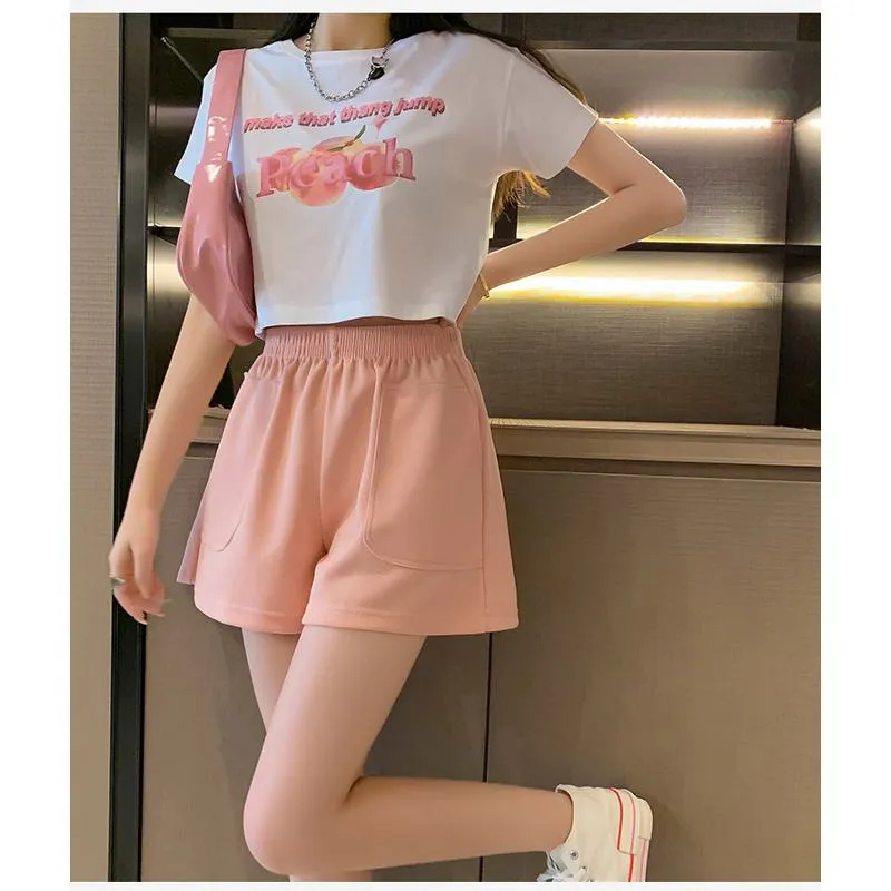 Loose-Fit Casual High-Waisted Sports Chic Worn Outside Running Shorts