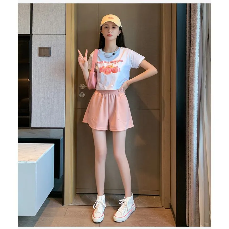 Loose-Fit Casual High-Waisted Sports Chic Worn Outside Running Shorts