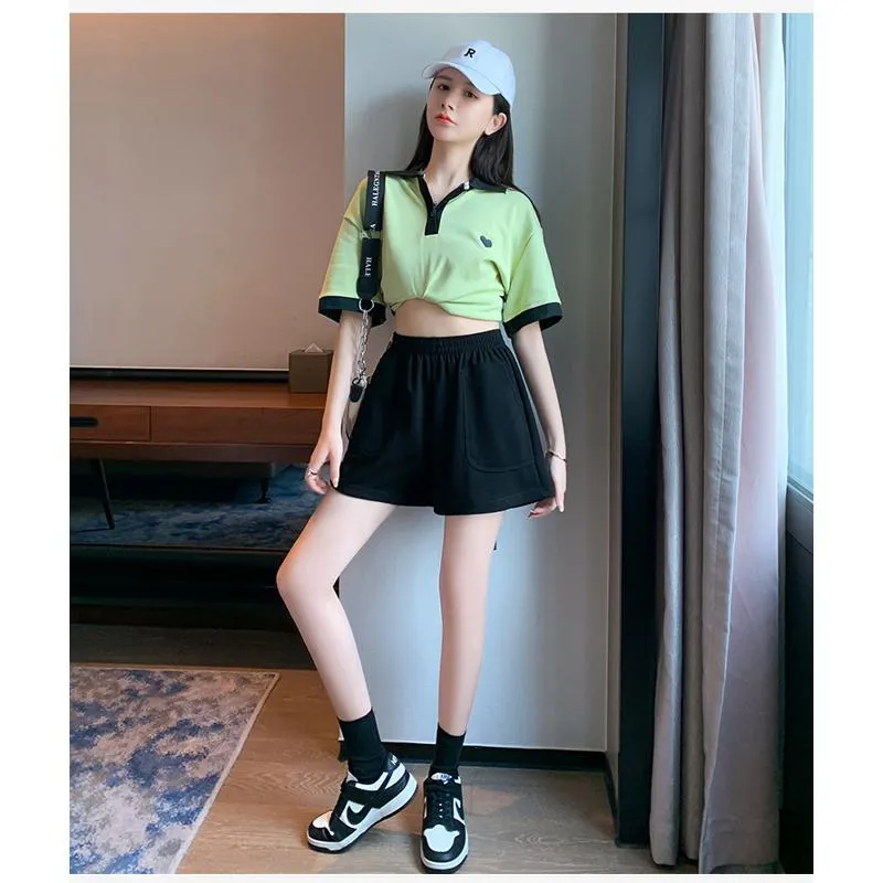 Loose-Fit Casual High-Waisted Sports Chic Worn Outside Running Shorts