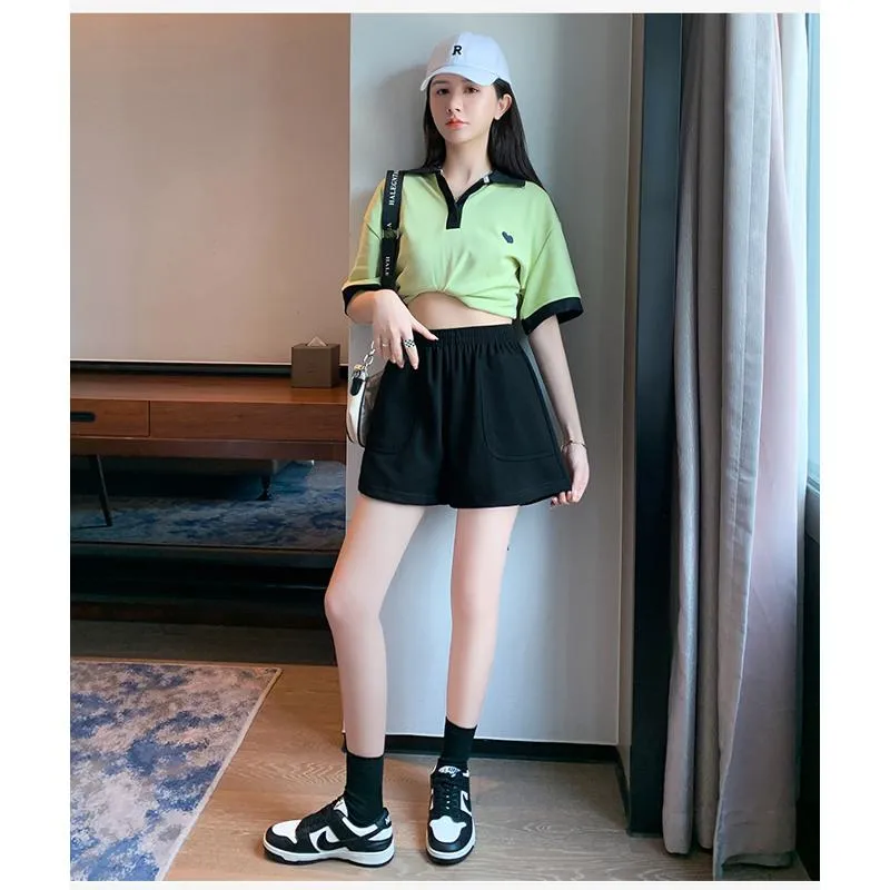 Loose-Fit Casual High-Waisted Sports Chic Worn Outside Running Shorts