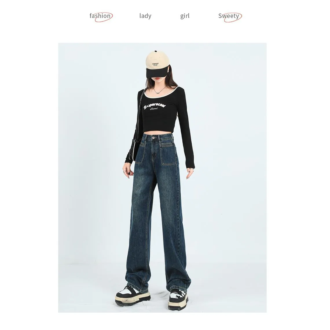 Loose Fit Slimming Versatile Straight Leg High-Waisted Jeans