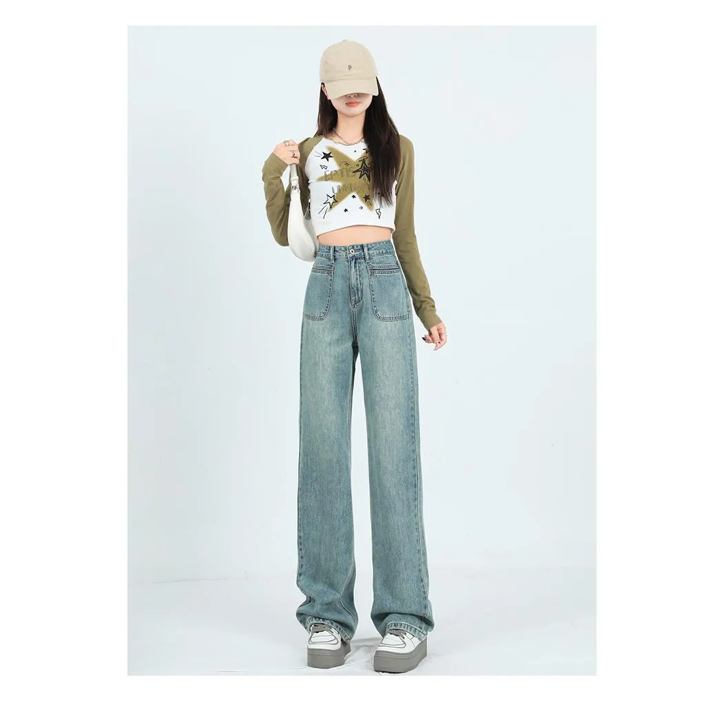 Loose Fit Slimming Versatile Straight Leg High-Waisted Jeans