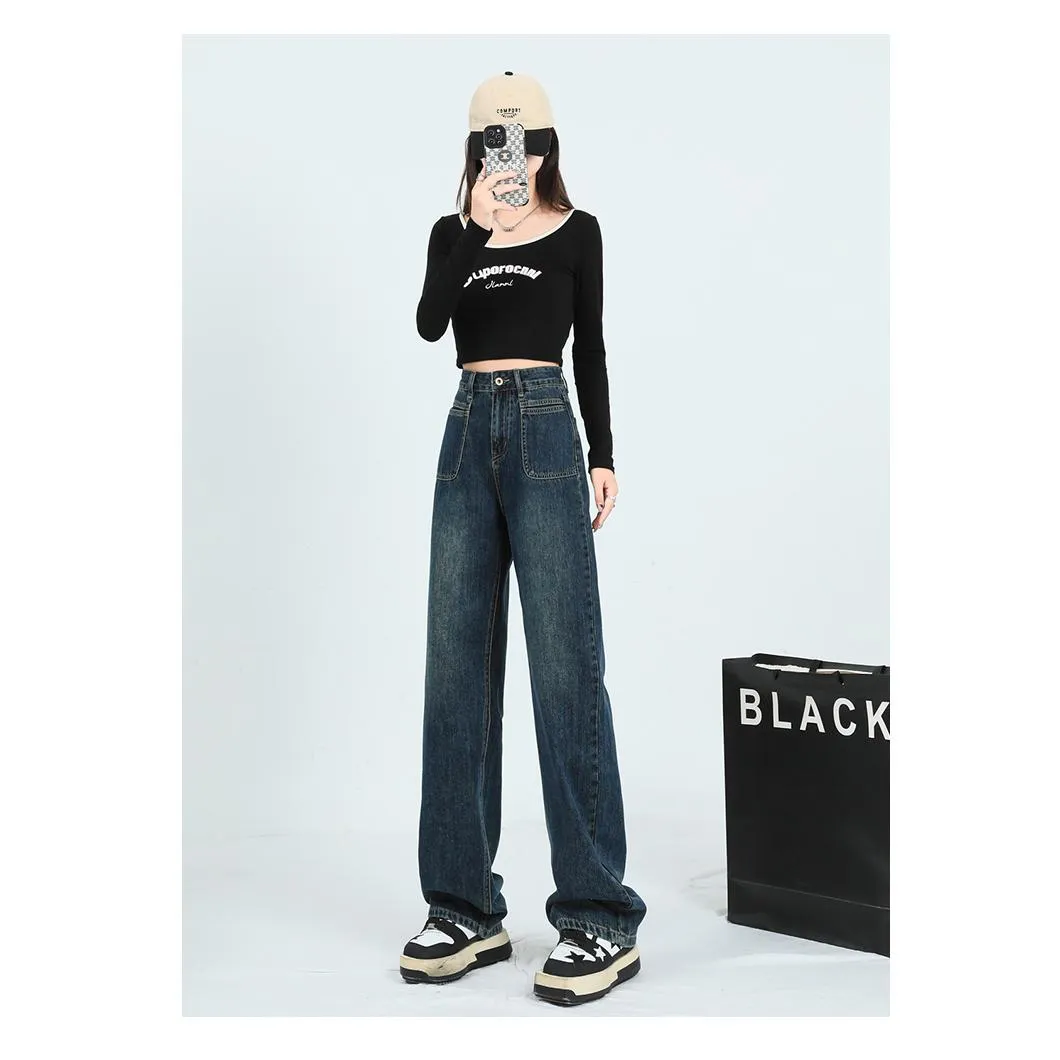 Loose Fit Slimming Versatile Straight Leg High-Waisted Jeans