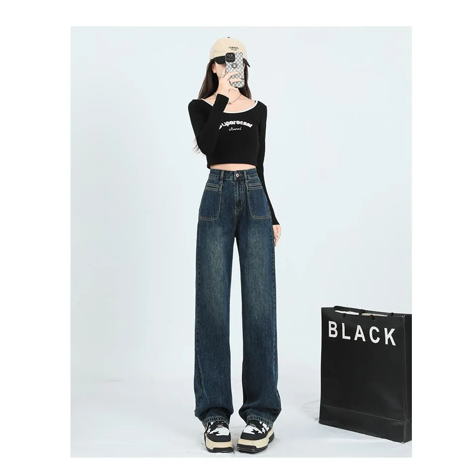 Loose Fit Slimming Versatile Straight Leg High-Waisted Jeans