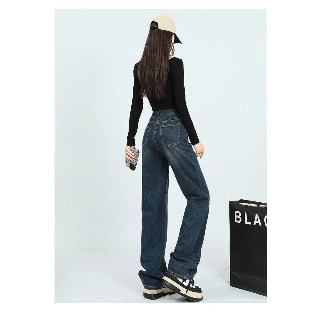 Loose Fit Slimming Versatile Straight Leg High-Waisted Jeans