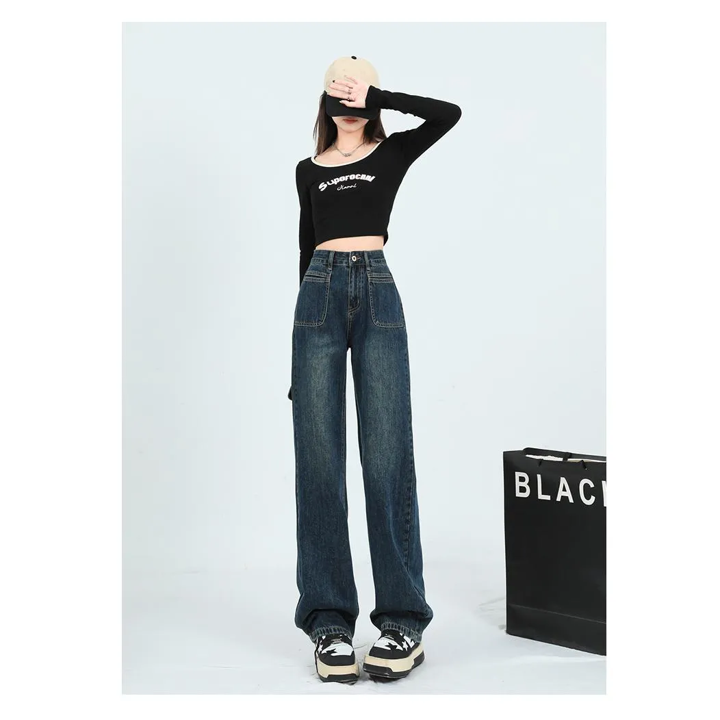 Loose Fit Slimming Versatile Straight Leg High-Waisted Jeans