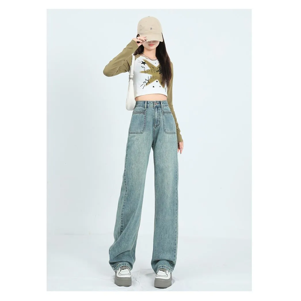 Loose Fit Slimming Versatile Straight Leg High-Waisted Jeans