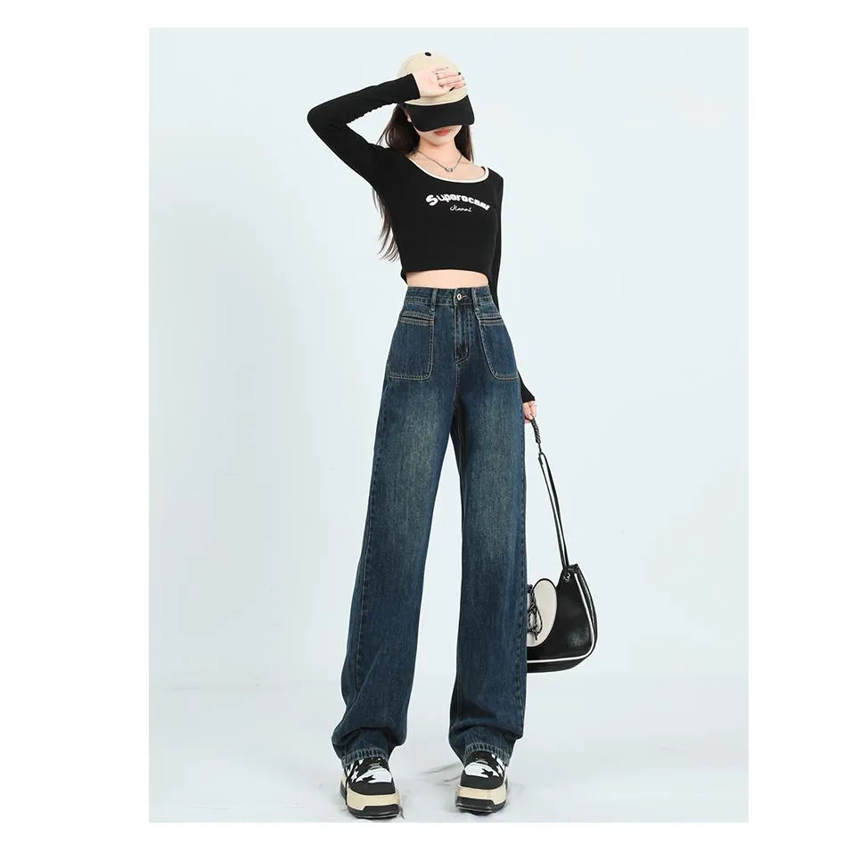 Loose Fit Slimming Versatile Straight Leg High-Waisted Jeans