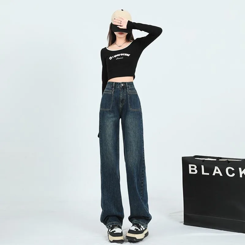 Loose Fit Slimming Versatile Straight Leg High-Waisted Jeans