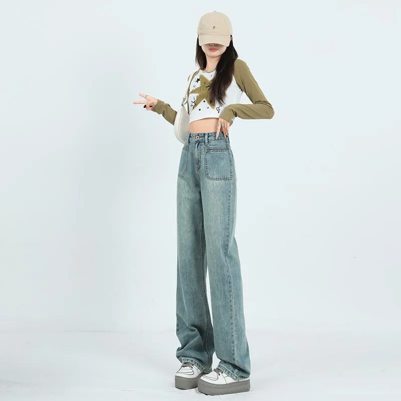 Loose Fit Slimming Versatile Straight Leg High-Waisted Jeans