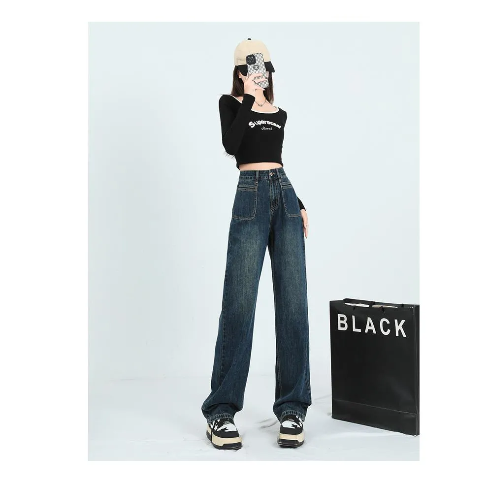 Loose Fit Slimming Versatile Straight Leg High-Waisted Jeans