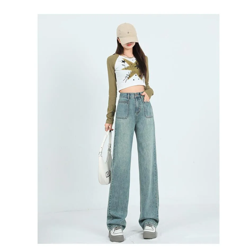 Loose Fit Slimming Versatile Straight Leg High-Waisted Jeans